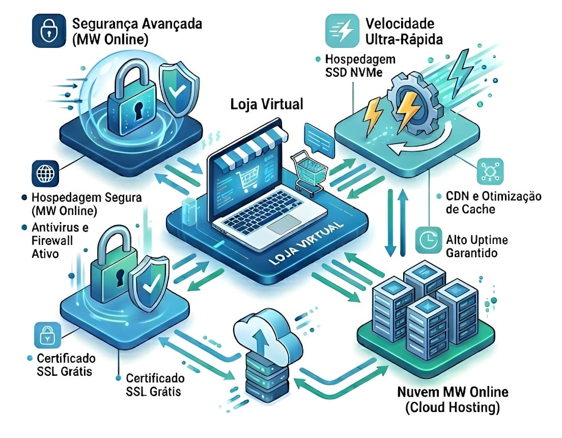 Loja virtual rápida e segura hospedada na MW Online